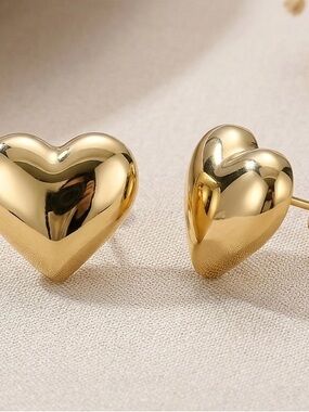 925 Sterling Silver Gold Heart Stud Earrings Vintage Heart Treandy